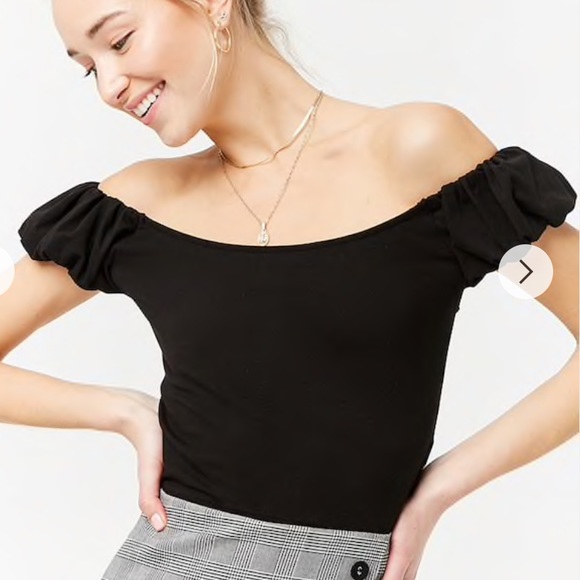 Forever 21 Tops - Forever 21 Off the Shoulder Black Crop Top NWT